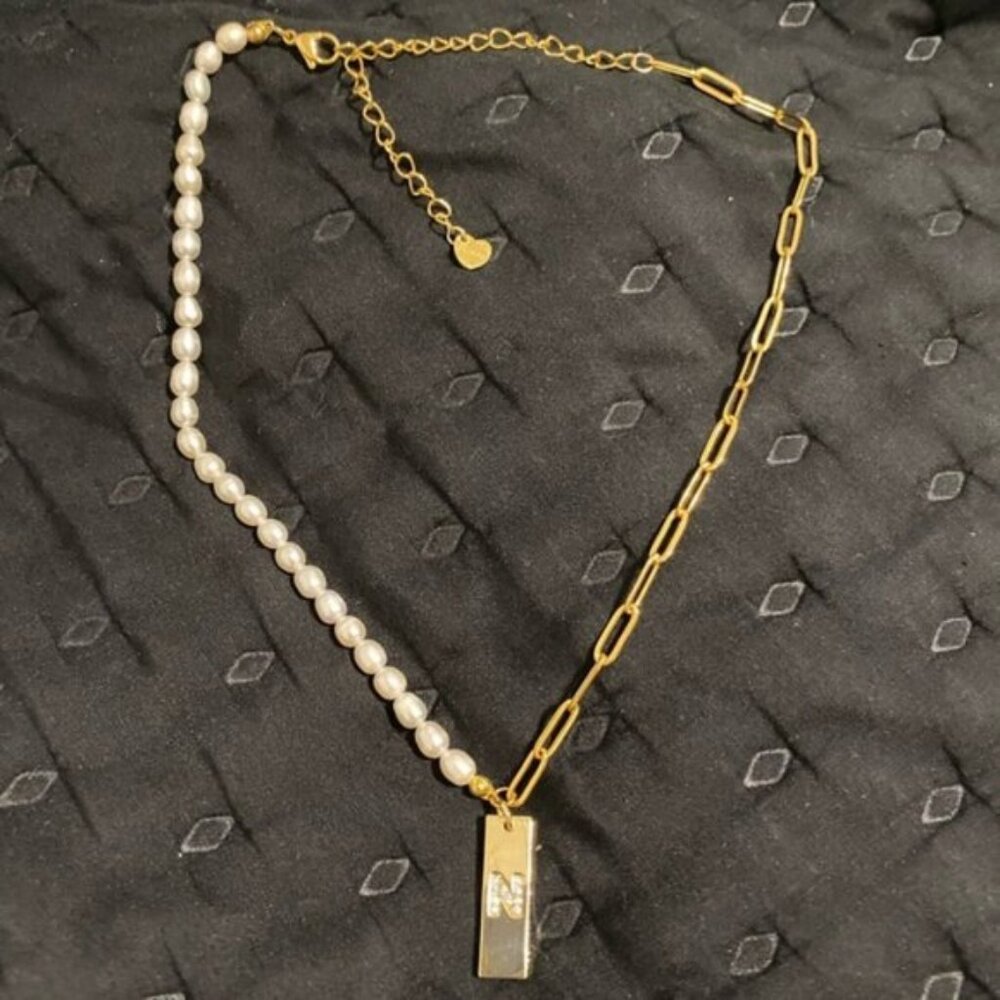 Elegant Gold and Silver Necklace “N”